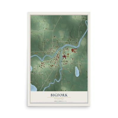 Map of Bigfork, Minnesota, 12 x 18 inch unframed archival matte print
