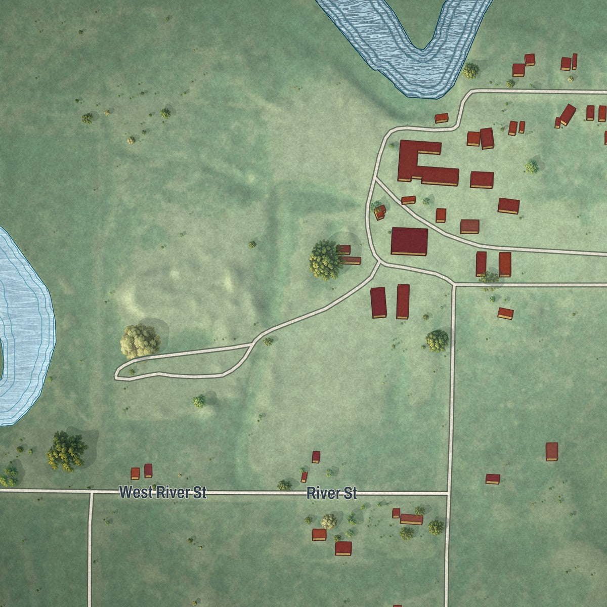 Second close-up of the map of Bigfork, Minnesota print showing more streets and buildings