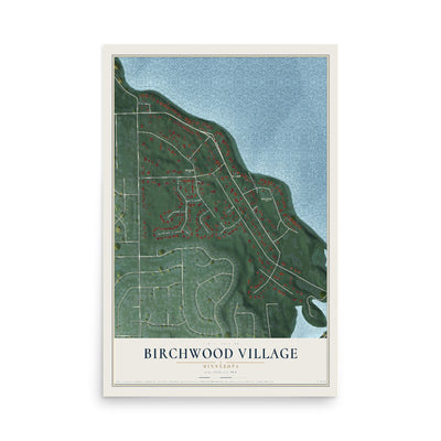 Map of Birchwood Village, Minnesota, 12 x 18 inch unframed archival matte print
