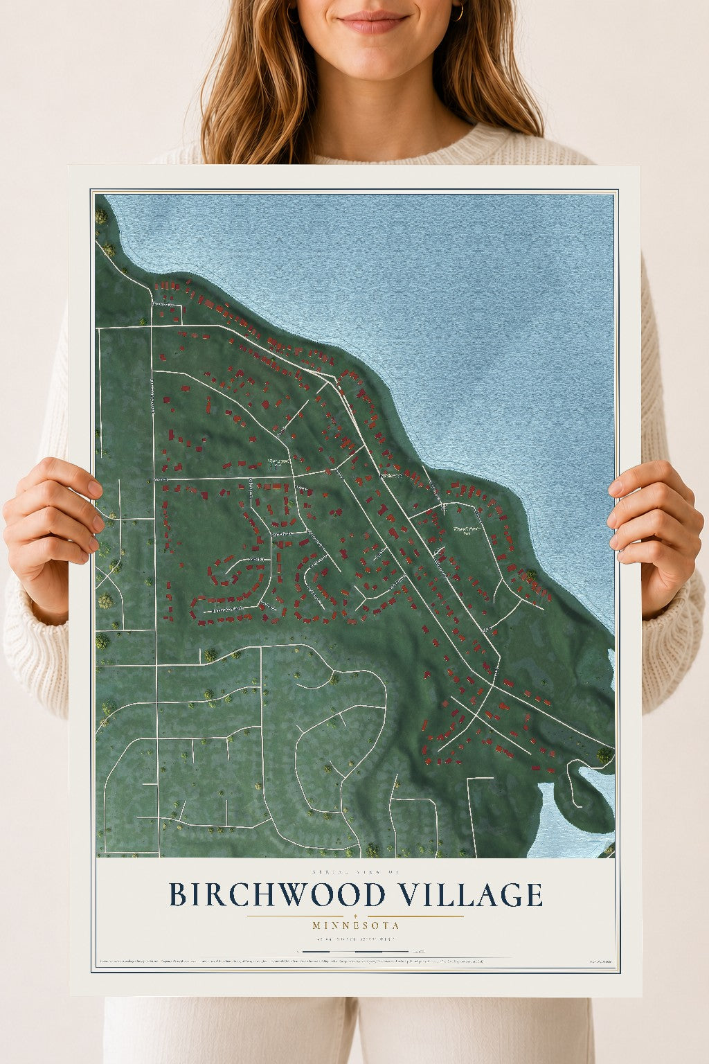 Map of Birchwood Village, Minnesota, 18 x 24 inch unframed archival matte print
