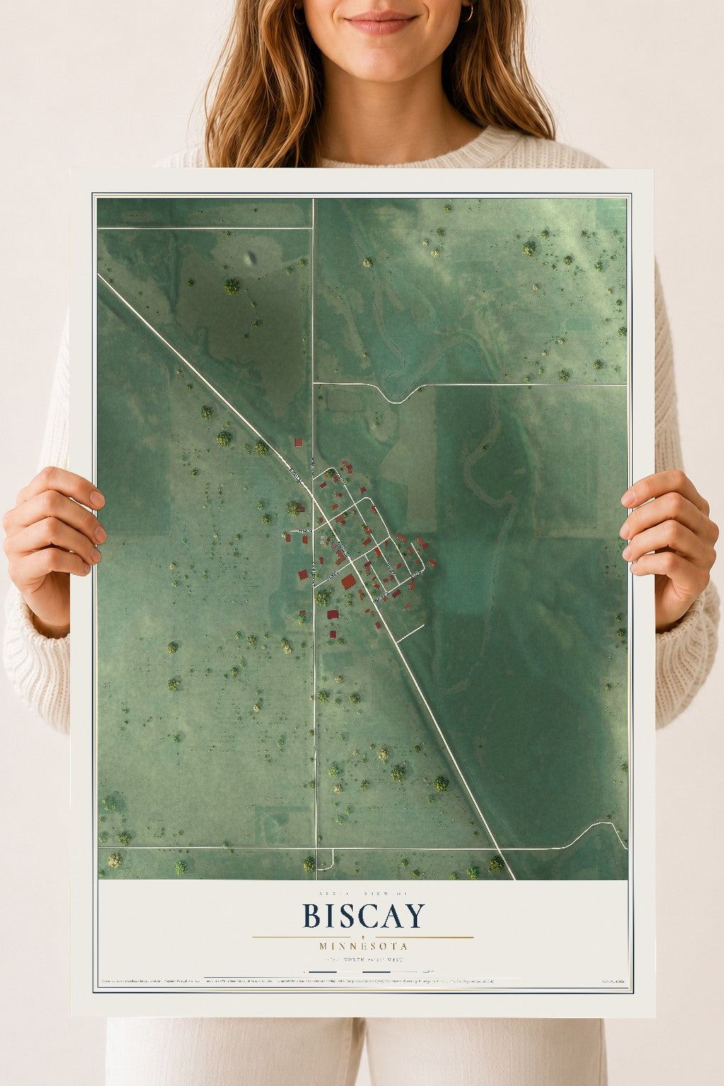 Map of Biscay, Minnesota, 18 x 24 inch unframed archival matte print