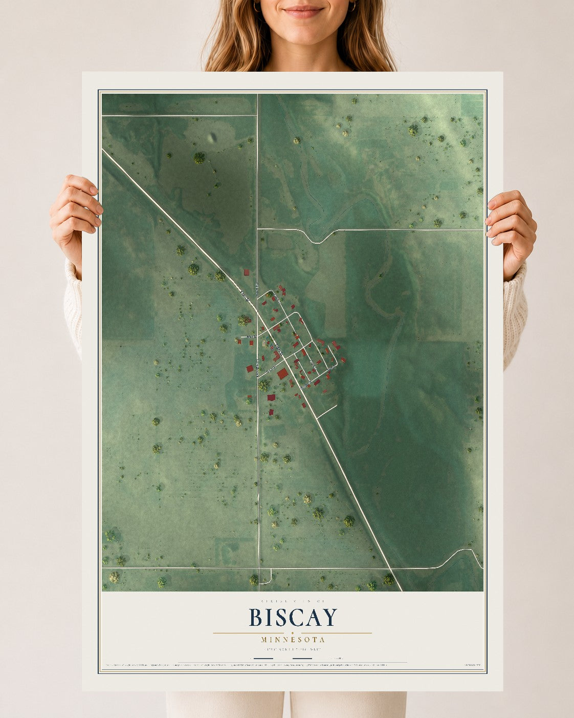 Map of Biscay, Minnesota, 24 x 36 inch unframed archival matte print