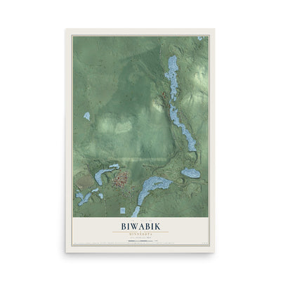 Map of Biwabik, Minnesota, 12 x 18 inch unframed archival matte print