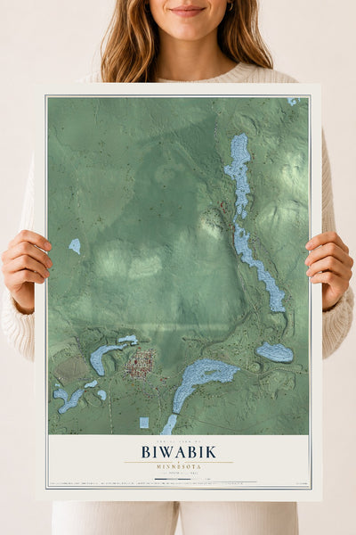 Map of Biwabik, Minnesota, 18 x 24 inch unframed archival matte print