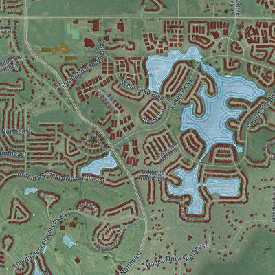 Second close-up of the map of Blaine, Minnesota print showing more streets and buildings