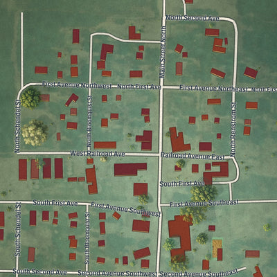 Close-up of the map of Blomkest, Minnesota print showing street and building detail