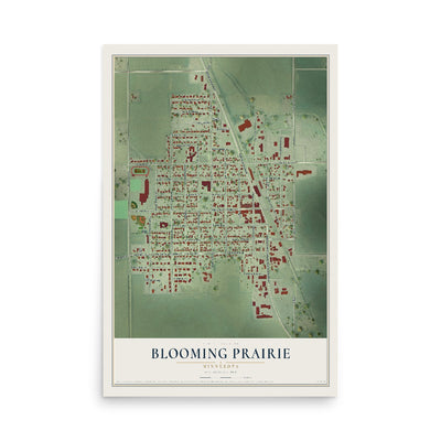 Map of Blooming Prairie, Minnesota, 12 x 18 inch unframed archival matte print