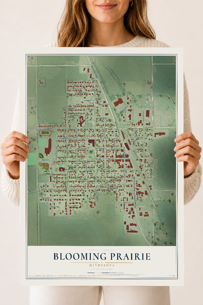 Map of Blooming Prairie, Minnesota, 18 x 24 inch unframed archival matte print