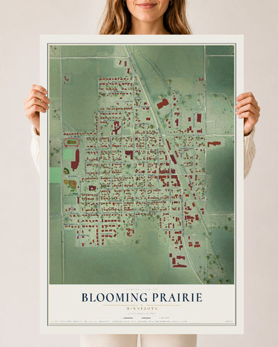 Map of Blooming Prairie, Minnesota, 24 x 36 inch unframed archival matte print