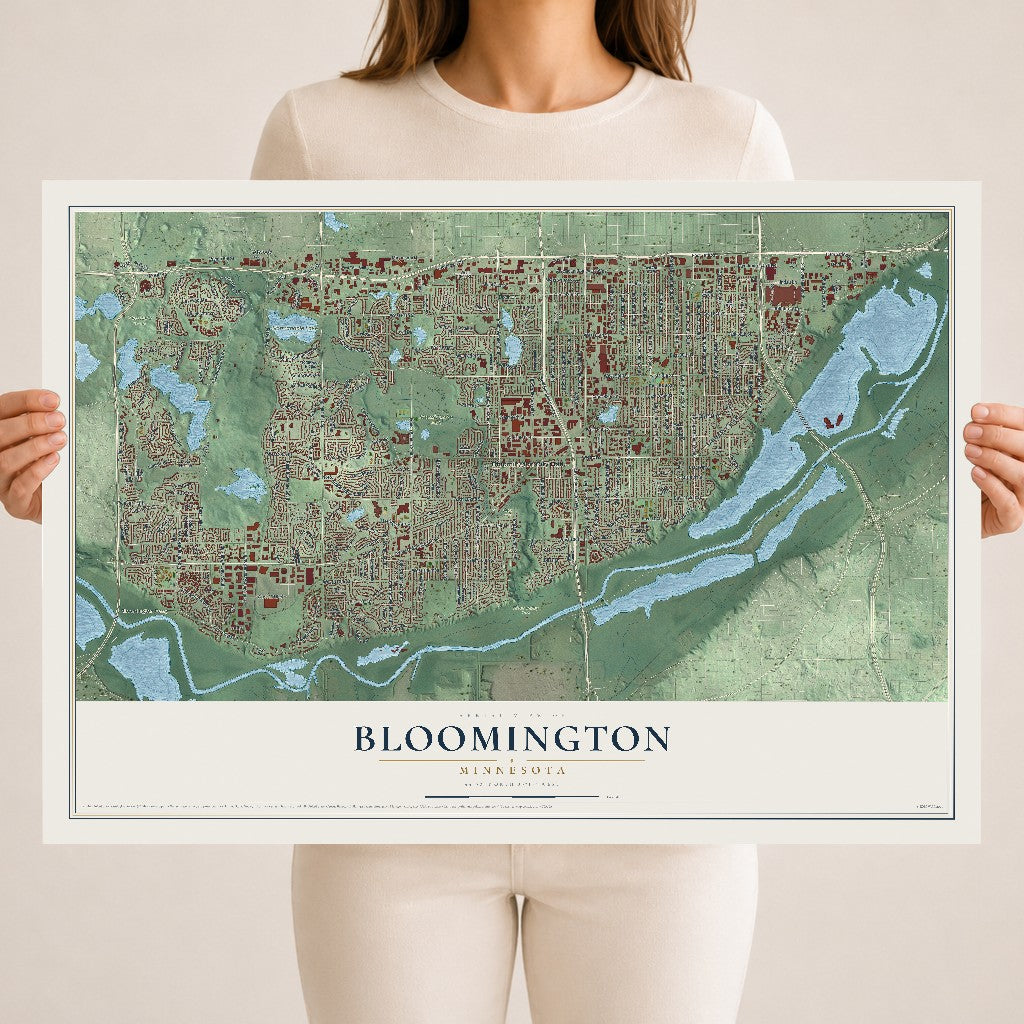 Map of Bloomington, Minnesota, 18 x 24 inch unframed archival matte print