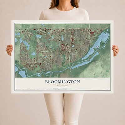 Map of Bloomington, Minnesota, 24 x 36 inch unframed archival matte print