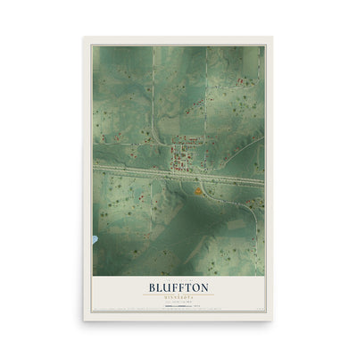 Map of Bluffton, Minnesota, 12 x 18 inch unframed archival matte print