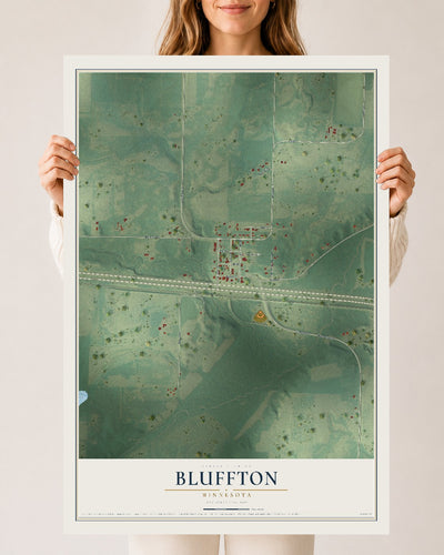 Map of Bluffton, Minnesota, 24 x 36 inch unframed archival matte print