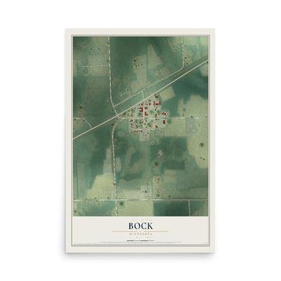 Map of Bock, Minnesota, 12 x 18 inch unframed archival matte print