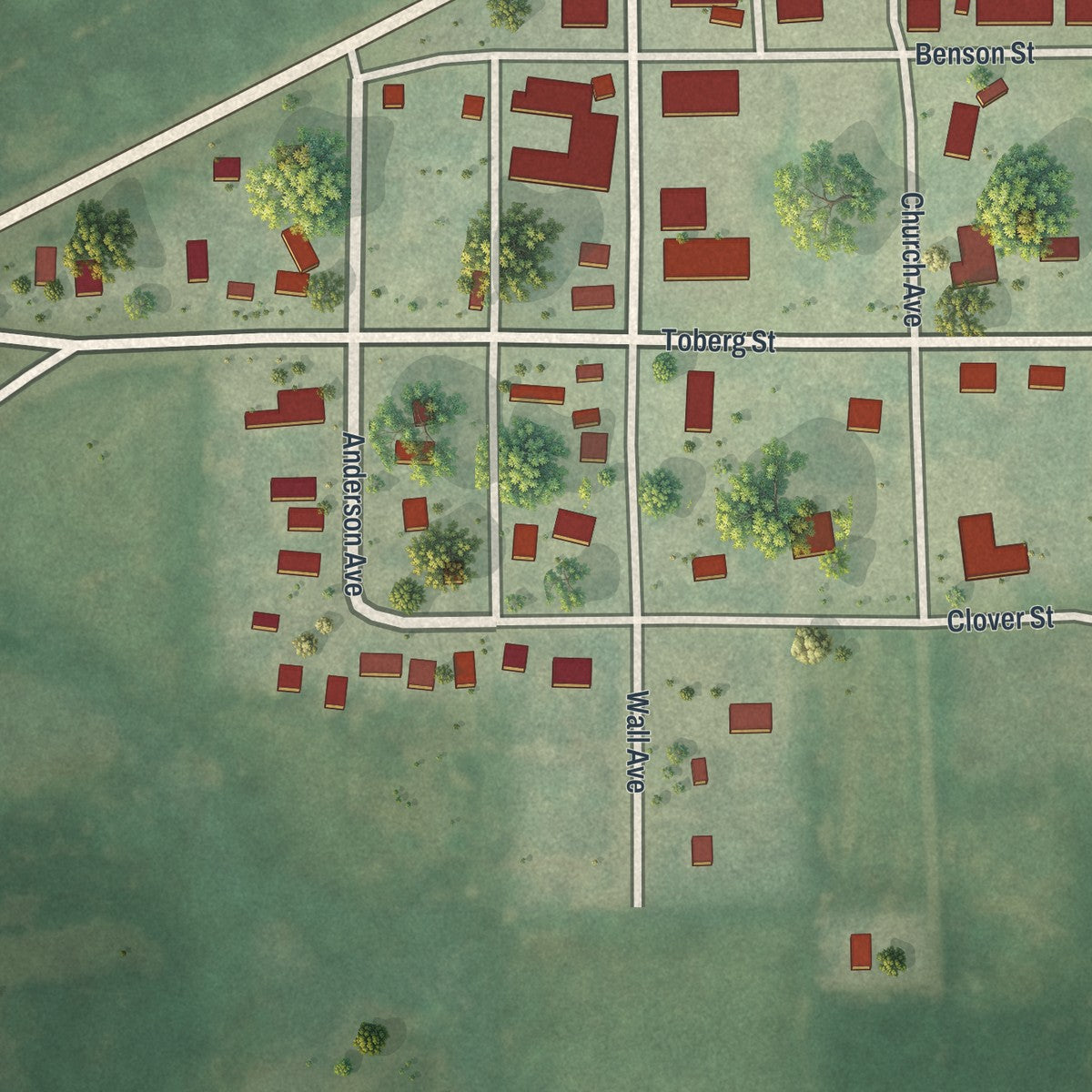 Close-up of the map of Bock, Minnesota print showing street and building detail