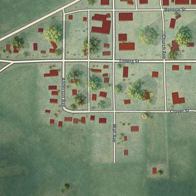 Close-up of the map of Bock, Minnesota print showing street and building detail