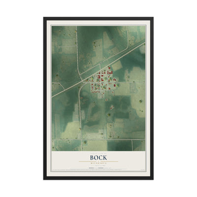 Map of Bock, Minnesota, 12 x 18 inch print in a black wood frame