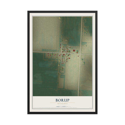Map of Borup, Minnesota, 12 x 18 inch print in a black wood frame