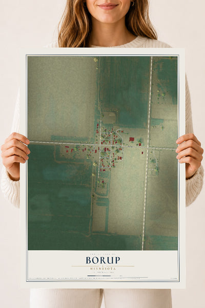 Map of Borup, Minnesota, 18 x 24 inch unframed archival matte print