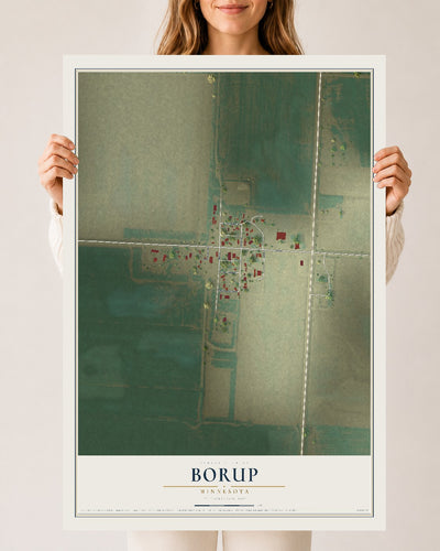 Map of Borup, Minnesota, 24 x 36 inch unframed archival matte print