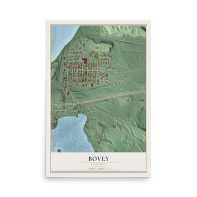Map of Bovey, Minnesota, 12 x 18 inch unframed archival matte print