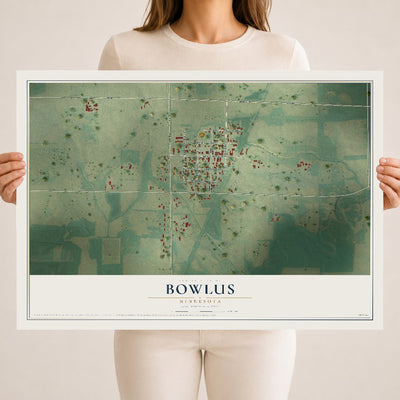Map of Bowlus, Minnesota, 18 x 24 inch unframed archival matte print