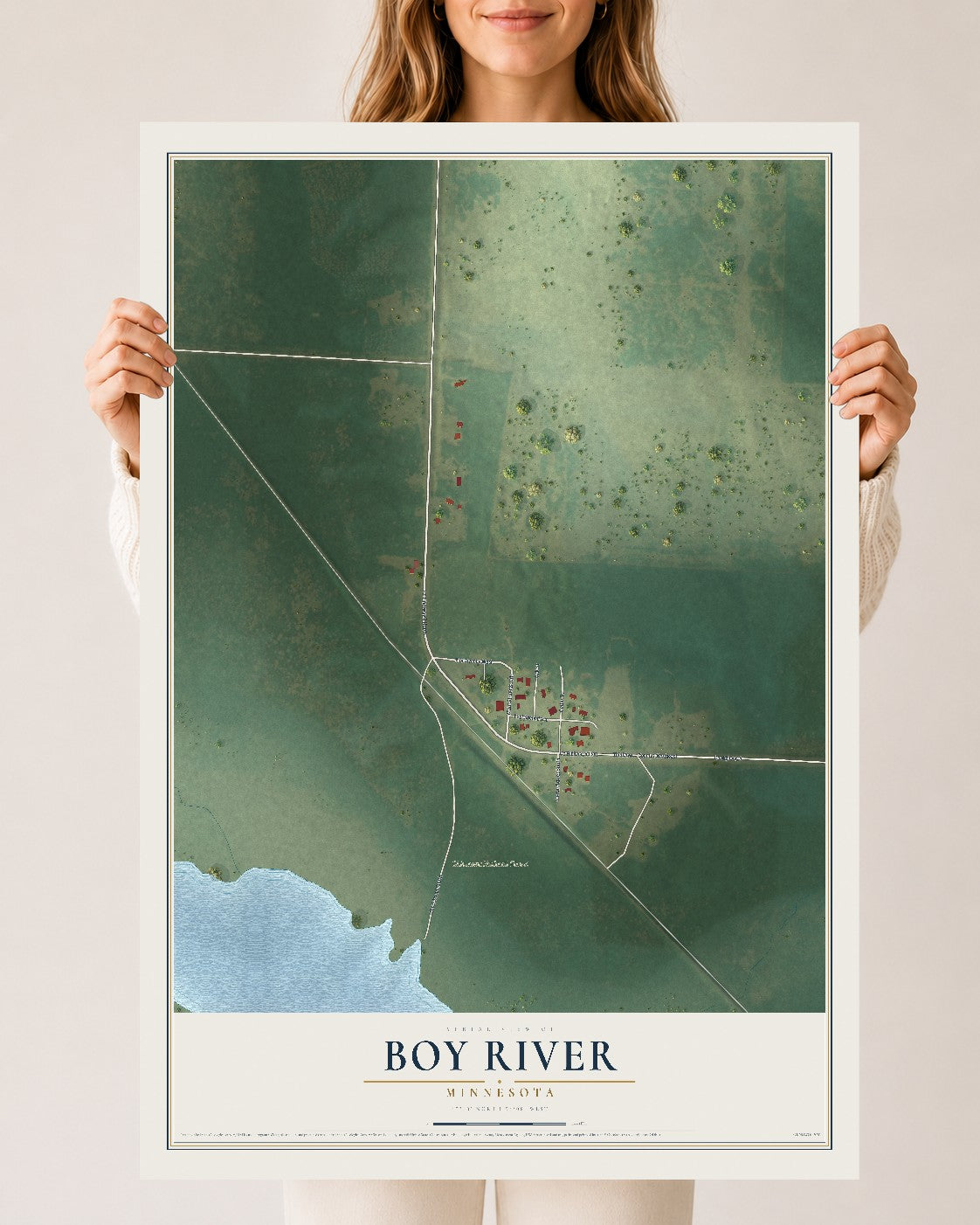 Map of Boy River, Minnesota, 24 x 36 inch unframed archival matte print