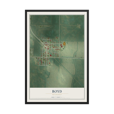 Map of Boyd, Minnesota, 12 x 18 inch print in a black wood frame