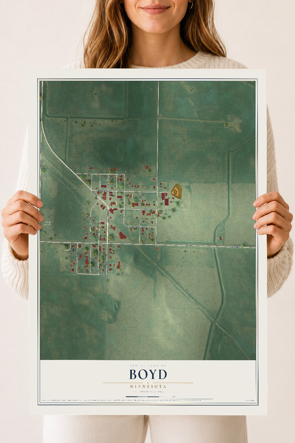 Map of Boyd, Minnesota, 18 x 24 inch unframed archival matte print