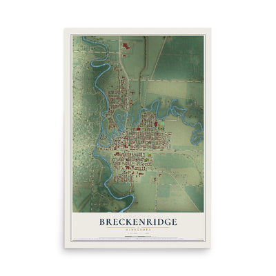 Map of Breckenridge, Minnesota, 12 x 18 inch unframed archival matte print