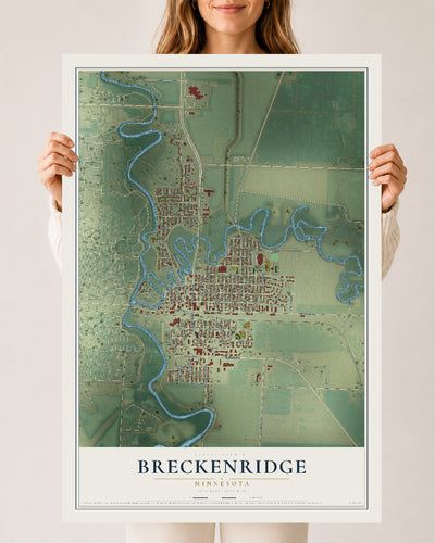 Map of Breckenridge, Minnesota, 24 x 36 inch unframed archival matte print