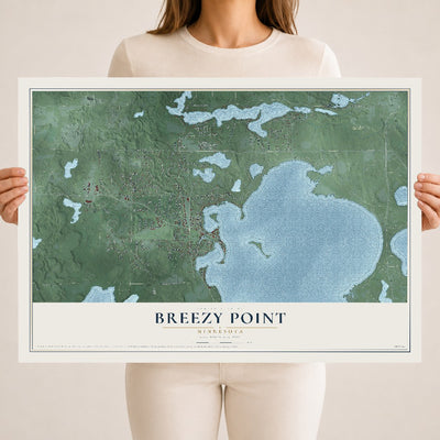 Map of Breezy Point, Minnesota, 18 x 24 inch unframed archival matte print