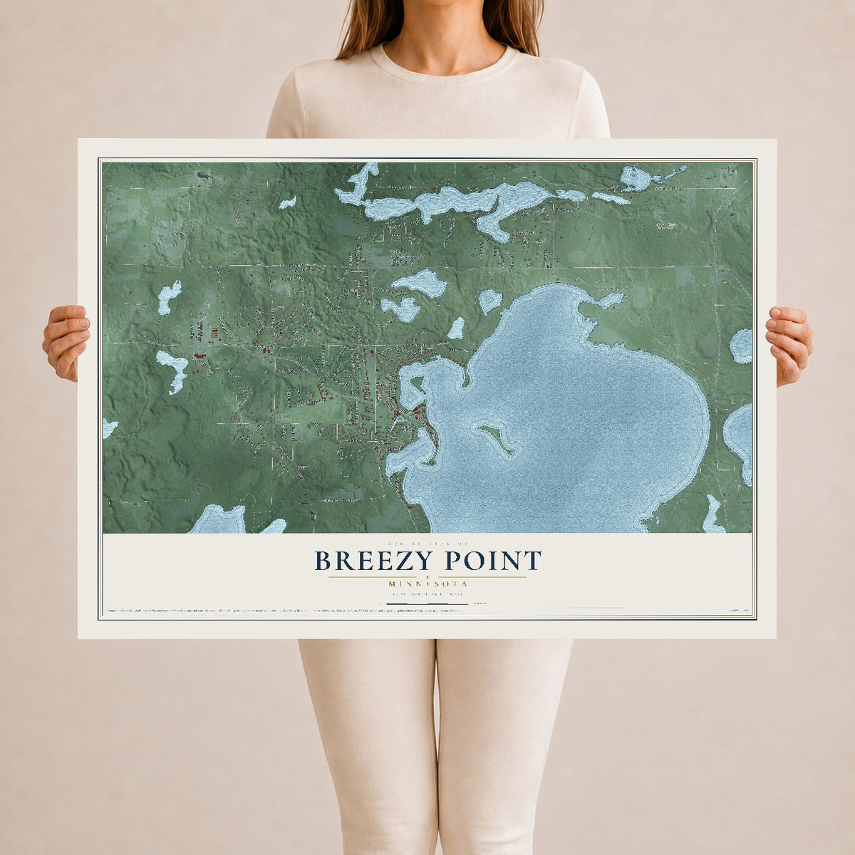 Map of Breezy Point, Minnesota, 24 x 36 inch unframed archival matte print