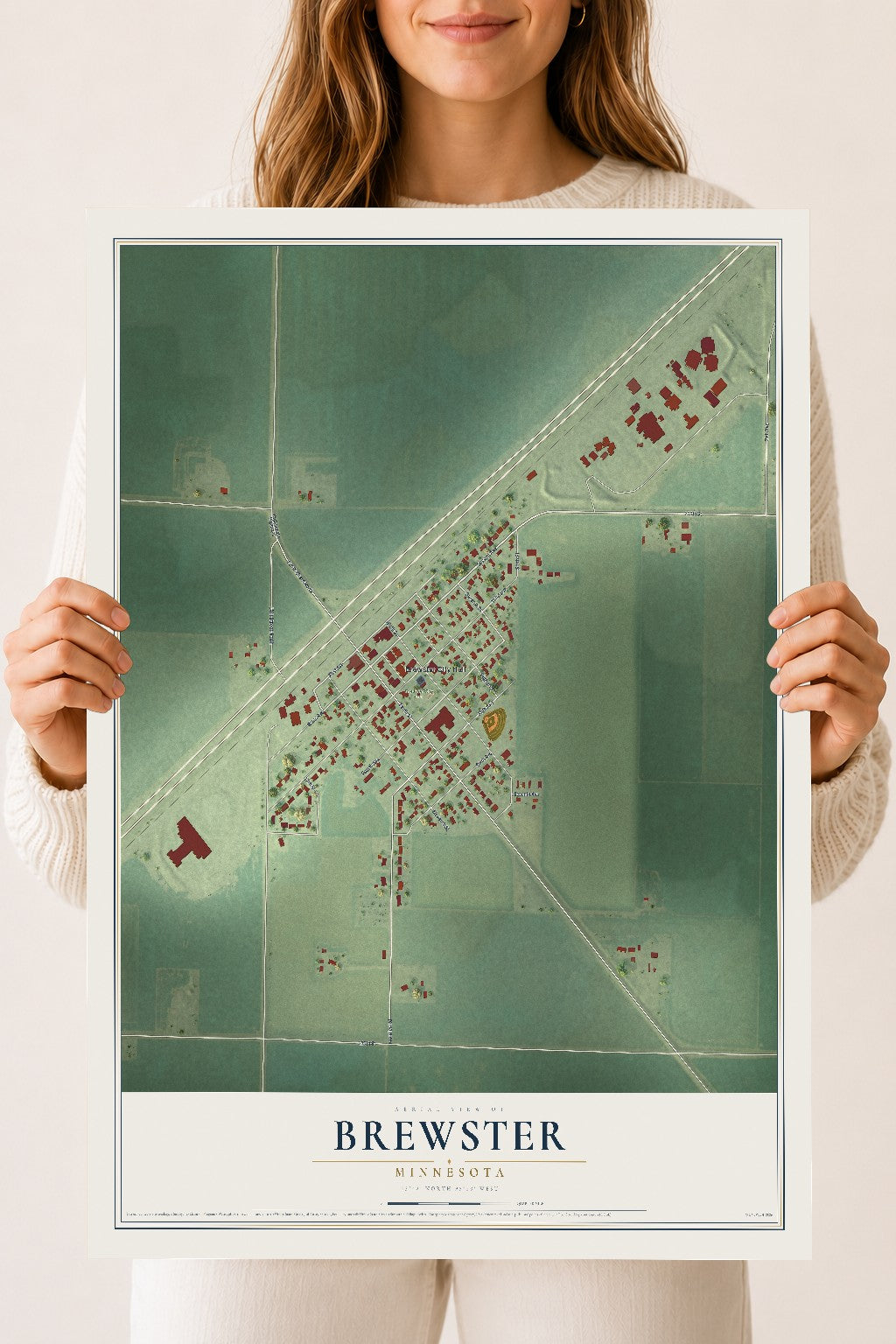 Map of Brewster, Minnesota, 18 x 24 inch unframed archival matte print