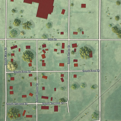 Second close-up of the map of Bricelyn, Minnesota print showing more streets and buildings