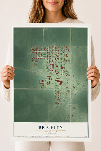Map of Bricelyn, Minnesota, 18 x 24 inch unframed archival matte print