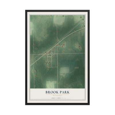 Map of Brook Park, Minnesota, 12 x 18 inch print in a black wood frame