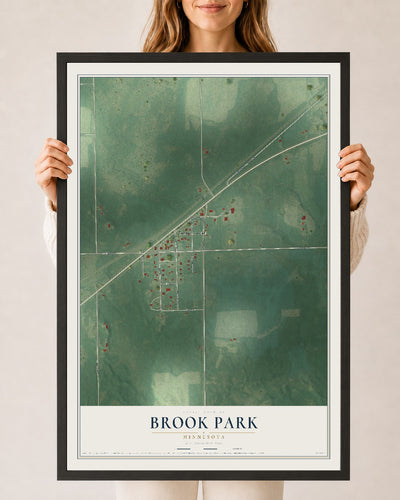 Map of Brook Park, Minnesota, 24 x 36 inch print in a black wood frame