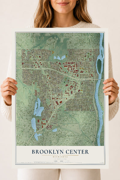 Map of Brooklyn Center, Minnesota, 18 x 24 inch unframed archival matte print