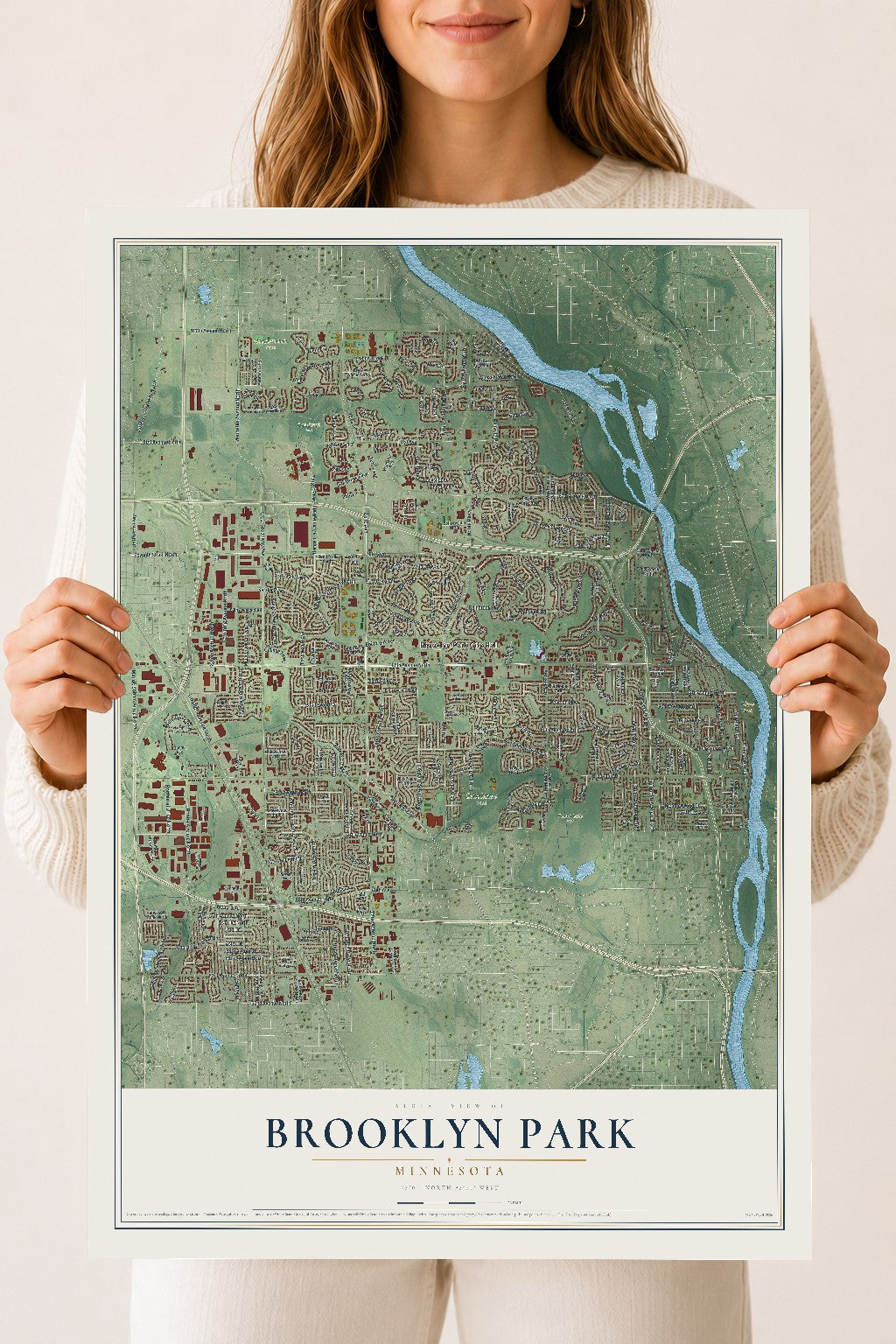 Map of Brooklyn Park, Minnesota, 18 x 24 inch unframed archival matte print