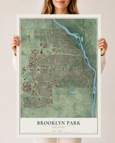 Map of Brooklyn Park, Minnesota, 24 x 36 inch unframed archival matte print