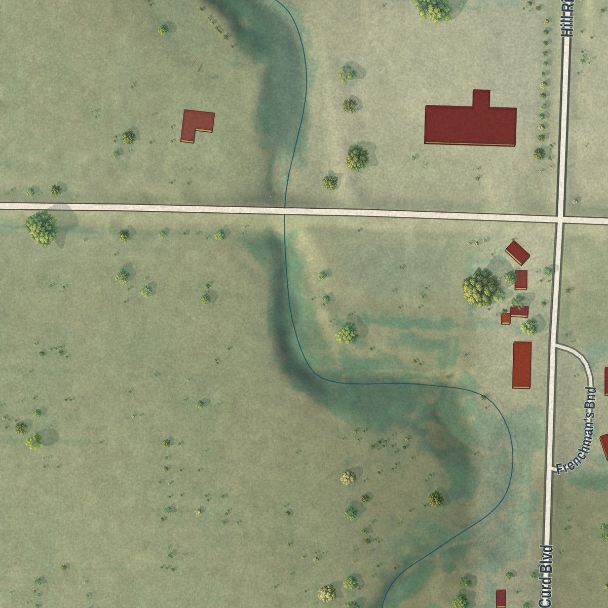 Second close-up of the map of Brooks, Minnesota print showing more streets and buildings