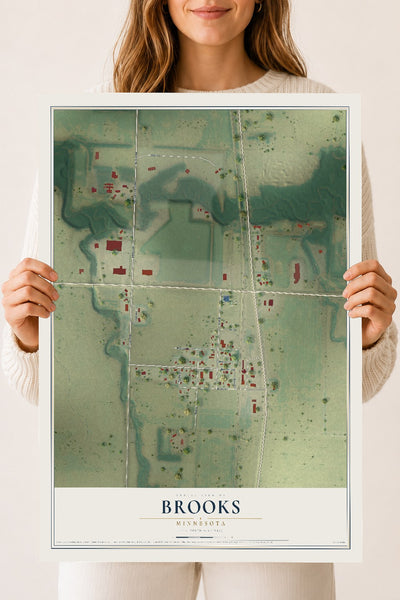 Map of Brooks, Minnesota, 18 x 24 inch unframed archival matte print