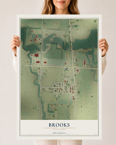 Map of Brooks, Minnesota, 24 x 36 inch unframed archival matte print