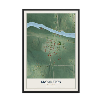 Map of Brookston, Minnesota, 12 x 18 inch print in a black wood frame