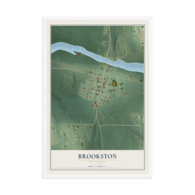 Map of Brookston, Minnesota, 12 x 18 inch print in a white wood frame