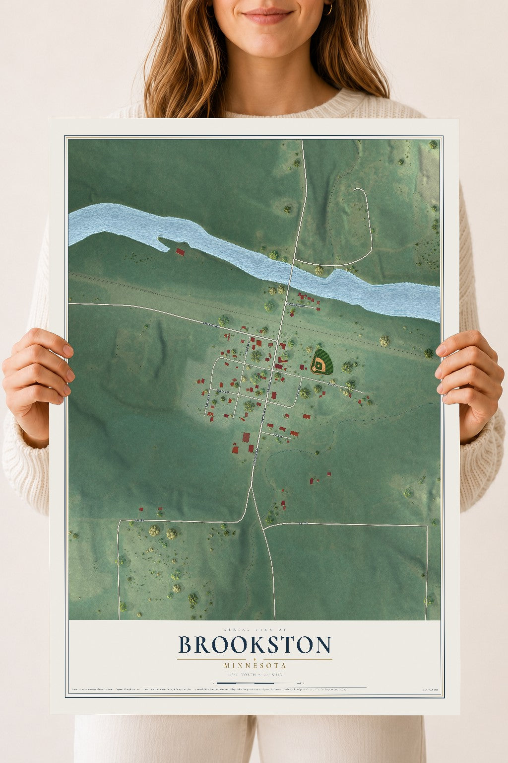 Map of Brookston, Minnesota, 18 x 24 inch unframed archival matte print