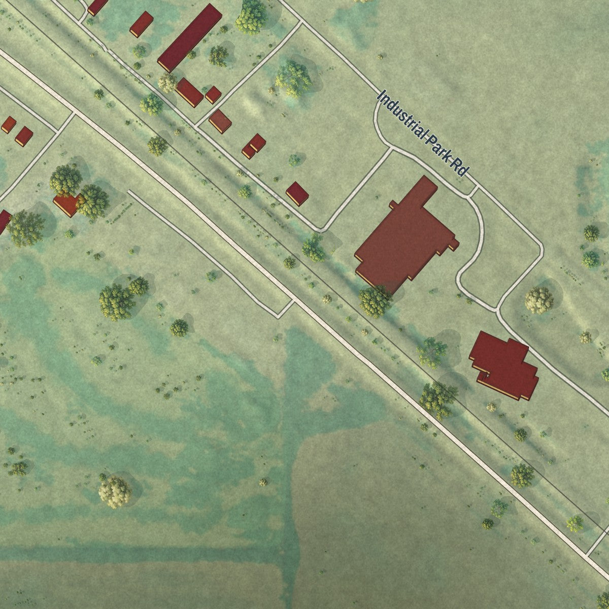 Second close-up of the map of Brooten, Minnesota print showing more streets and buildings