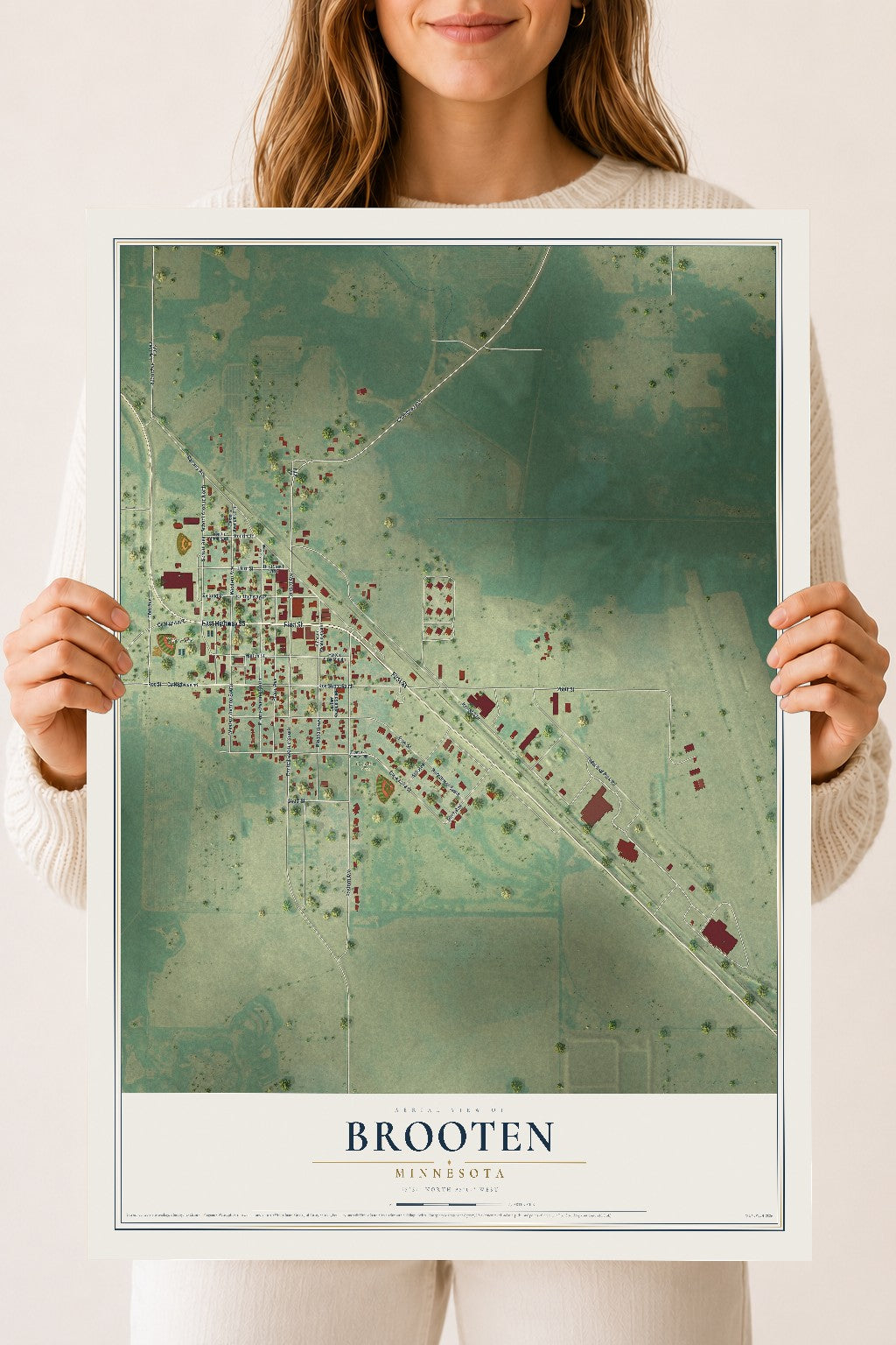 Map of Brooten, Minnesota, 18 x 24 inch unframed archival matte print