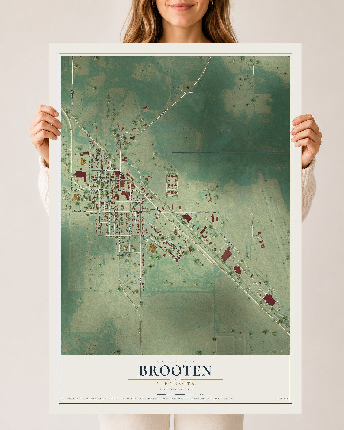 Map of Brooten, Minnesota, 24 x 36 inch unframed archival matte print